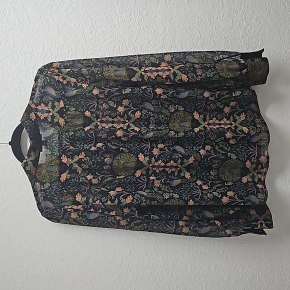 Modcloth Peacock Print Button Down Top EUC sz M - Picture 3 of 6